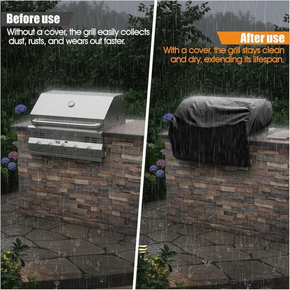 30" Built-in Grill Cover for Outdoor Kitchen - Winterproof & Waterproof BBQ Grill Head Cover, Heavy Duty 420D Oxford, Snow/Frost/Rain Protection for Built-in Gas Grills