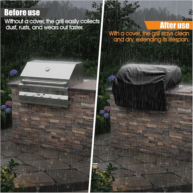36" Built-in Grill Cover for Outdoor Kitchen - Winterproof & Waterproof BBQ Grill Head Cover, Heavy Duty 420D Oxford, Snow/Frost/Rain Protection for Built-in Gas Grills