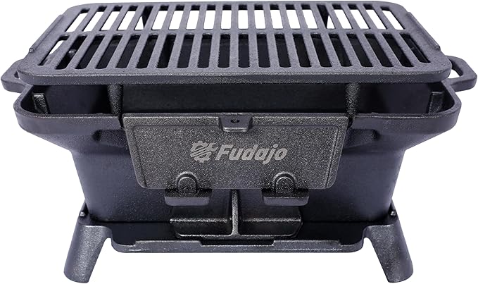 Hibachi Grill Outdoor, Cast Iron BBQ Grill, Small Portable Charcoal Grill Camping Grill, Small Charcoal Grill and Tabletop Cast Iron Skillet for Outdoor Camping Barbecue Picnic