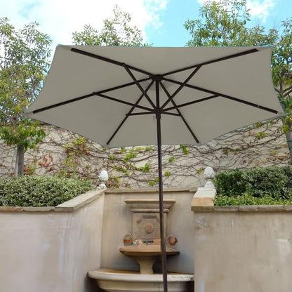 Formosa Covers 9ft 6 Ribs Market Patio Umbrella Replacement Canopy - Top Canvas - 600D UV Protective and Water Resistant Umbrella Fabric - Premium Replacement Canopy Cover ONLY (Natural)