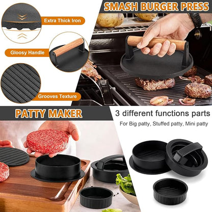 35Pcs Griddle Accessories Kit for Blackstone, Joyfair Flattop Grill Spatula | Grilling Accessory Tool Set with Stainless Steel Griddle Spatula Smash Burger Press Basting Cover Patty Maker For Outdoor BBQ