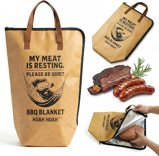 BBQ Blanket for Resting Meat - Fathers Day Dad Birthday Gifts for Men, Him, Husband, Boyfriend - 21” Insulated Smoker Blanket for Brisket, Turkey & Pork Shoulder - Waterproof Tyvek Meat Resting Bag