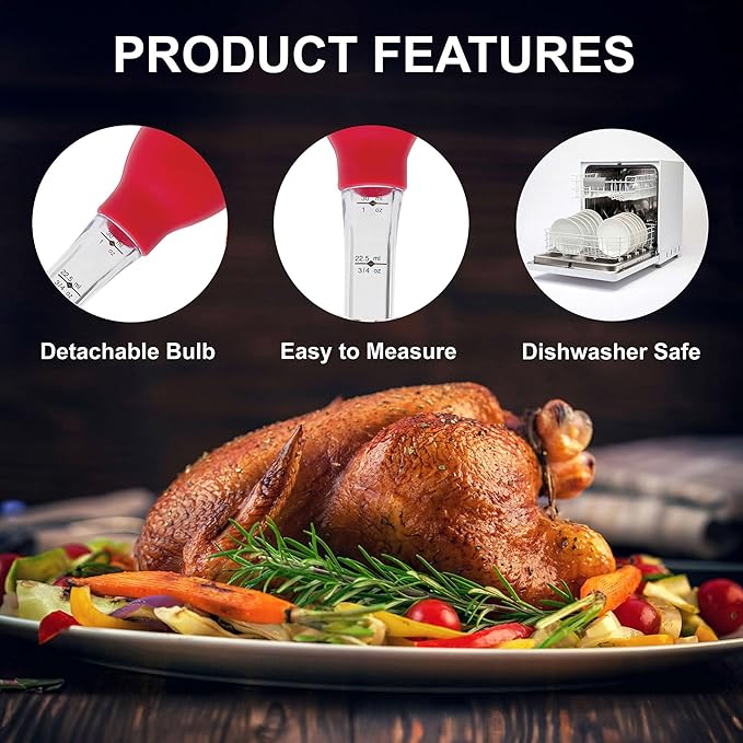 HIC Kitchen Roasting Stand-Up Turkey Baster, Heat-Resistant Silicone Bulb with Plastic Tube, 1-Ounce Capacity