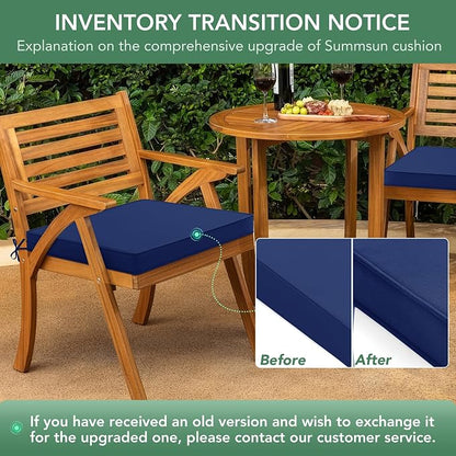 Outdoor Chair Cushions Set of 6: Waterproof & Fade Resistant Deep Seat Cushion for Patio Furniture - 24 x 24 x 3 Inch Chair Pads with Ties and Hidden Zipper - Patio Chair Cushion Replacement, Navy