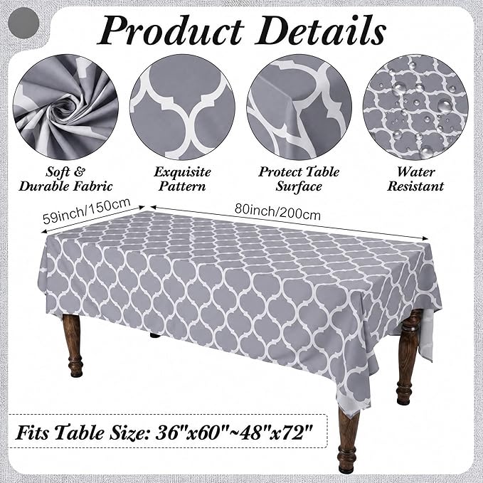 7 Pcs Moroccan Tablecloth and Chair Covers Set 60 x 84 Inch Waterproof Trellis Rectangular Table Cover with Stretch Stretchable Dining Chair Slipcovers for Kitchen Patio Dining Room Parties