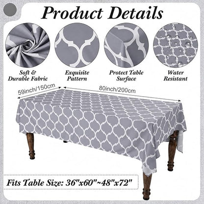 7 Pcs Moroccan Tablecloth and Chair Covers Set 60 x 84 Inch Waterproof Trellis Rectangular Table Cover with Stretch Stretchable Dining Chair Slipcovers for Kitchen Patio Dining Room Parties