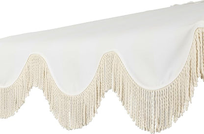 JONATHAN Y Beverly 9 ft. Striped Half Umbrella, Cream/White | Coastal Scalloped Fringe, Crank Lift, 30 Degree Manual Tilt, UV 50 Fabric Canopy, Aluminum Frame, Space Saving Design