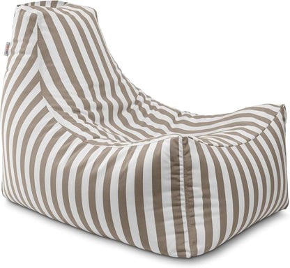 Jaxx Juniper Outdoor Bean Bag Patio Chair & Poolside Lounge, Taupe Striped