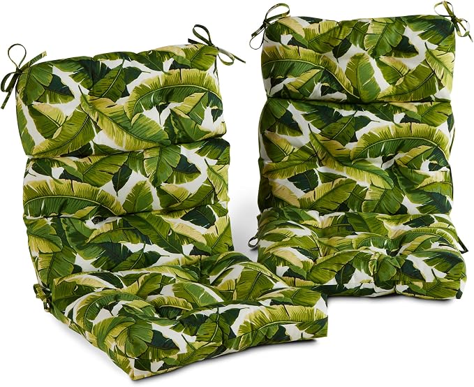Greendale Home Fashions Outdoor 44x22-inch High Back Chair Cushions (Set of 2), Tropical White