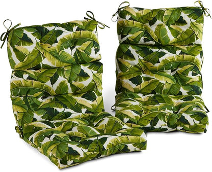 Greendale Home Fashions Outdoor 44x22-inch High Back Chair Cushions (Set of 2), Tropical White