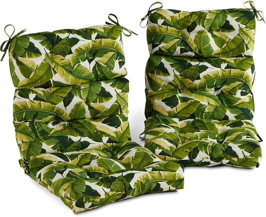Greendale Home Fashions Outdoor 44x22-inch High Back Chair Cushions (Set of 2), Tropical White