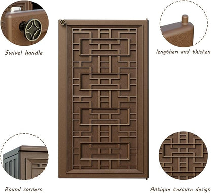 Mrosaa Storage Box Outdoor Caninet,Resin Indoor Storage Box Waterproof Outdoor Storage Cabinets for Patio/Garden/Backyard, Size 34.3''L*15''W*36.2''H(Brown)