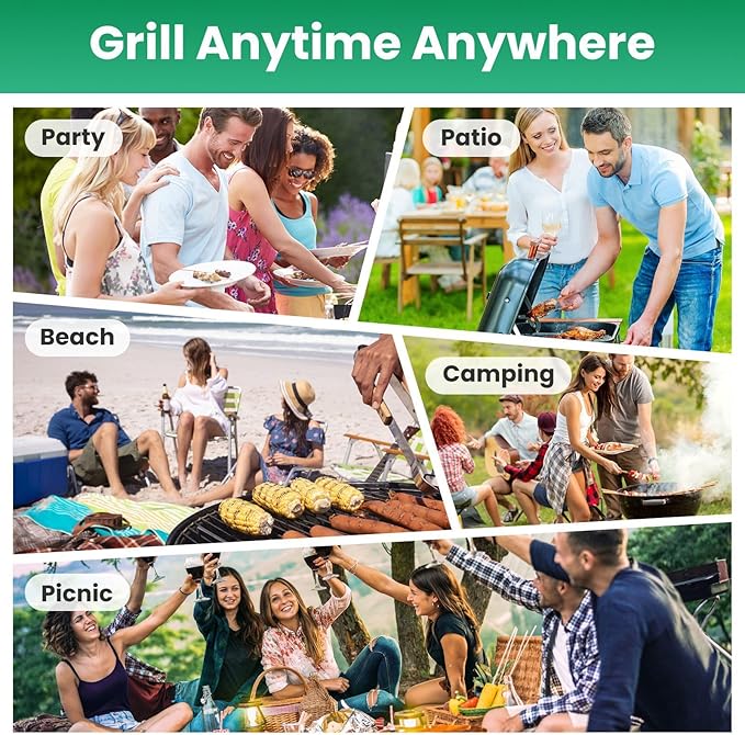 Portable Charcoal Grill, Outdoor Tabletop Charcoal Grill with Lid, Folding Barbecue Grill Small BBQ Grill, Camping Barbecue Grill for Garden Backyard Party Picnic Outdoor Cooking