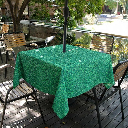 EHouseHome Outdoor Indoor 60inch SquareTablecloth with Umbrella Hole and Zipper, Waterproof Zippered Patio Table Cloths, Spring/Summer Table Covers for Backyard Circular Table/BBQs/Picnic