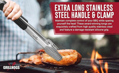 9", 12" and 16" Extra Long Tongs 18/0 Stainless Steel BBQ Grill Tongs with Durable Soft Grip Handle Grilling Accessory, Tongs for Cooking & Kitchen, Outdoor Barbecue, Easy to Clean - 3-Pack