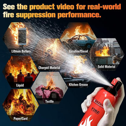 Upgraded 8-IN-1 Fire Extinguisher for Home Vehicle Car Kitchen Boat, Small Fire Extinguishers Spray with Mount for Class A B C K Fire, Portable Non-Toxic Prevent Re-Ignition Easy Clean (2 Pack)