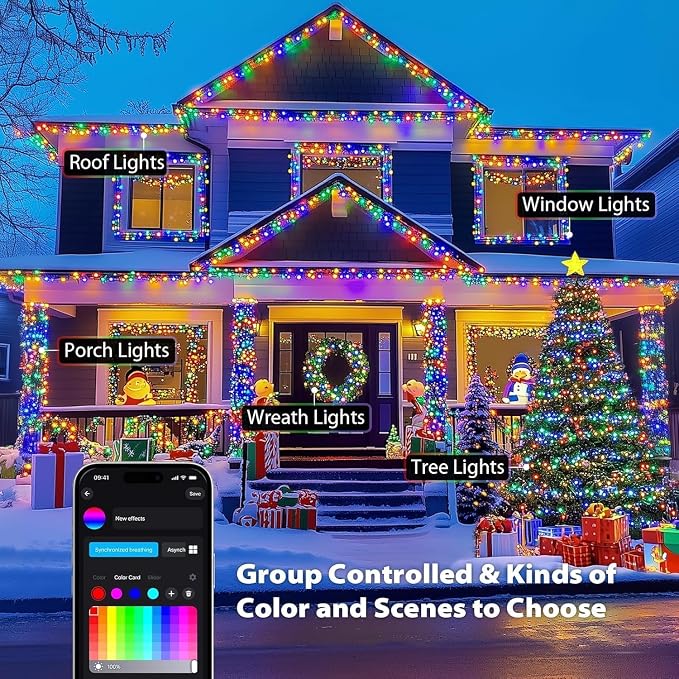 JMEXSUSS Color Changing String Lights, 66ft 200 LED RGB Halloween Lights | Plug in, APP & Remote Control, 16 Million DIY Colors, Waterproof, Smart Christmas Lights for Tree Party Indoor Outdoor Decor