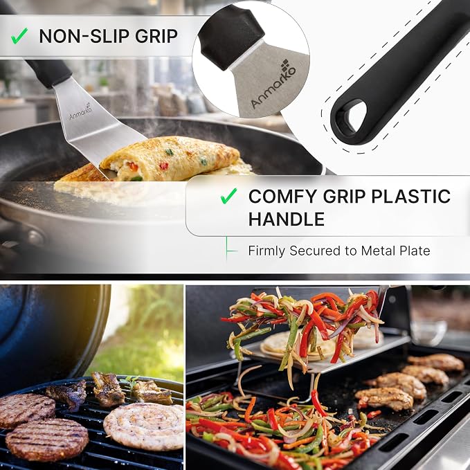 Anmarko Stainless Steel Spatula with Plastic Handle, Pancake Flipper, Kitchen Cooking Tool