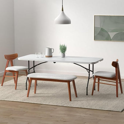 PayLessHere | 6FT Folding Table | White | Portable Plastic Table | with Carry Handle | Waterproof & Foldable Table Design | Steel Frame with Lock | for Events, Camping, Indoor & Outdoor Use