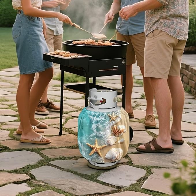 Propane Tank Covers 20lb Starfish Outdoor Heavy Duty Waterproof Windproof Blue Gas Tank Cylinder Cover with Elastic Brand Dress up Your Gas Grill, Fits Standard 20lb Cylinder