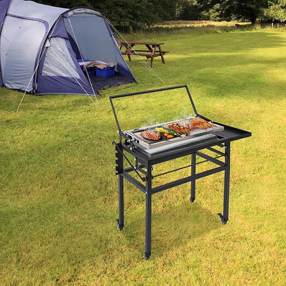 360° Rotating Barbecue Grill, Charcoal Flip Grill For Bbq With Adjustable Height, Portable Charcoal Bbq Grill With Wheels, Flip Grill For Outdoor Picnics, Camping, 24.41 * 14.76 * 31.1 In