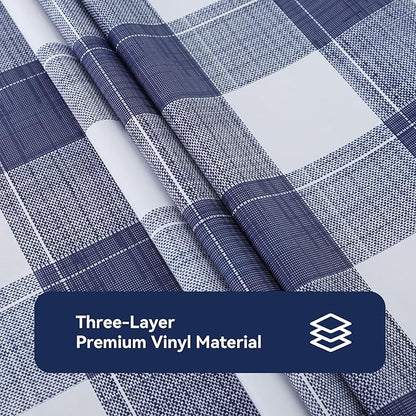 Romanstile Square Vinyl Tablecloth, 100% Waterproof Oil-Proof Checkered Plastic Table Cloth, Heavy Duty Wipeable Table Covers for Dining, Camping, Picnic, Outdoor - 54 x 54 Inch, Blue Checkered