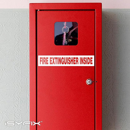 iSYFIX Fire Extinguisher Inside Signs Stickers for Vehicles – 10 Pack 9x1.7 Inch – Self-Adhesive Vinyl Decals, Laminated for UV, Weather, Scratch, Fade Resistance, for Cars, Trailers, Rv's and Trucks