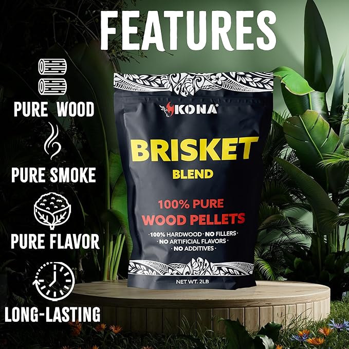 Kona Brisket Blend Smoker Pellets, Intended for Ninja Woodfire Outdoor Grill, 2 lb Resealable Bag