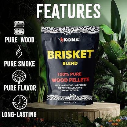 Kona Brisket Blend Smoker Pellets, Intended for Ninja Woodfire Outdoor Grill, 2 lb Resealable Bag