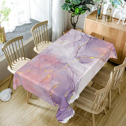 70x140inches Abstract Pink Purple Marble Table Cloth Watercolor Ombre Ink Painting Art Modern Texture Tablecloth Waterproof Polyester Table Cover for Dining Room Kitchen Themed Party Decor