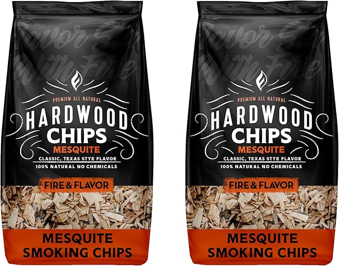 Fire & Flavor Premium All Natural Hardwood Smoking Chips, 2-Pack, 2 Pounds, Mesquite