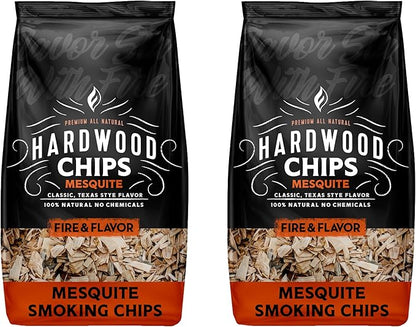 Fire & Flavor Premium All Natural Hardwood Smoking Chips, 2-Pack, 2 Pounds, Mesquite