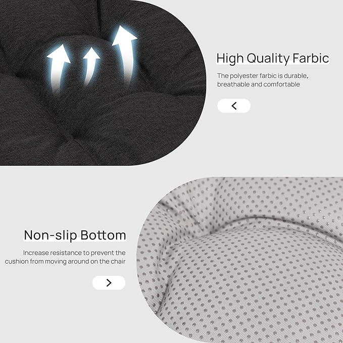 Love's cabin Memory Foam Chair Cushions Set of 4, 19"x19"x3.5" Indoor & Outdoor Seat Pads for Dining, Kitchen, Office, Patio Chairs - Black
