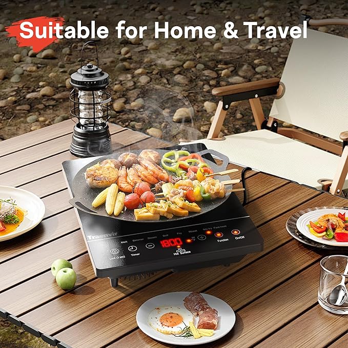 Single Burner Electric Cooktop, Portable Electric Stove One Burner, 1800W Ceramic Cooktop with Touch Control, Child Safety Lock, 4 Hour Timer, Overheat Protection, 110V - 120V Plug in