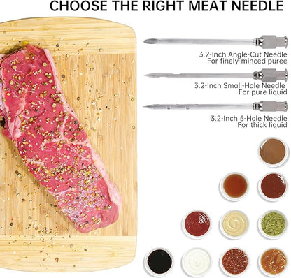 Meat Injector Syringe Turkey Marinade Injector Kit, 1.6-Oz Syringe Set with 3 Professional Needles,1 Silicone Brush,4 Extra O-Rings,1 Cleaning Brush for Basting&Grilling, Flavor Injector for Smoking