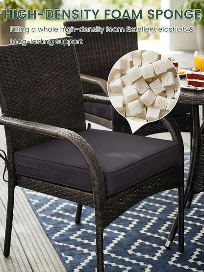Outdoor Chair Cushion 18.5 x 16 x 4 Inches Patio Furniture Outdoor Waterproof Seat Cushion, Patio Chair Cushion with Handles and Ties, Square Dining Chair Cushion Set of 2, Grey