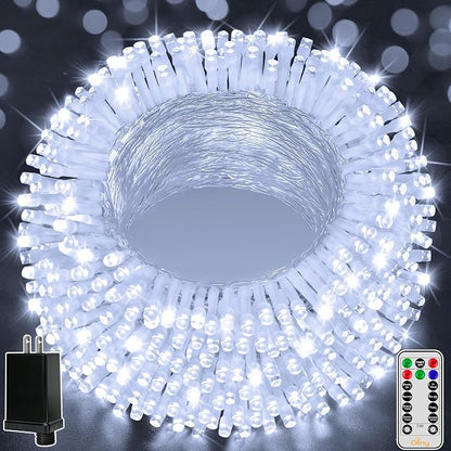 Ollny 262FT 800LED White Christmas Lights Outdoor Indoor Plug in | 8 Modes Fairy Light with Remote Waterproof Timers Dimmable LED String Lights for Bedroom Classroom Christmas Tree Decoration