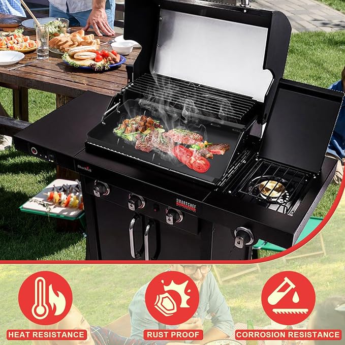 Full Size Griddle Insert for Charbroil Commercial TUR-Infrared Gas Grills | Fits Charbroil 463242515 463242516 463367016 463246018 3-Burner Grill Parts 4mm Carbon Steel Flat Top Griddle Plate rustproof