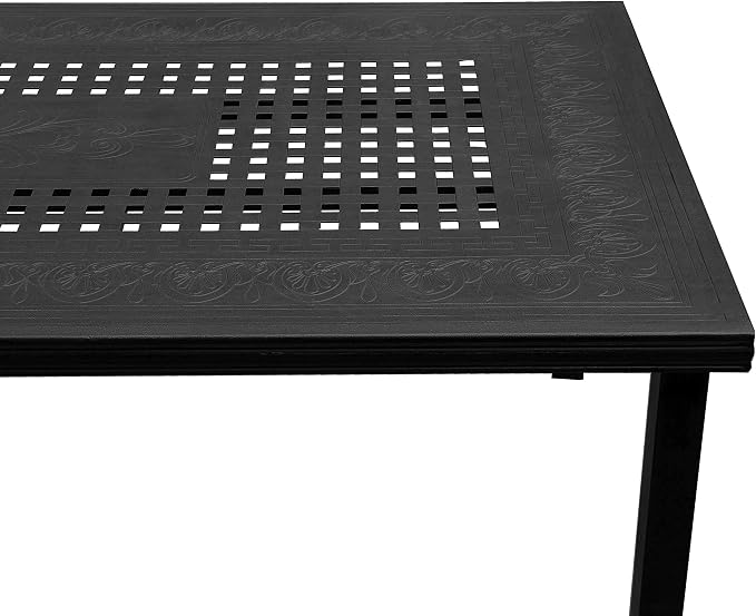 Oakland Living Modern Outdoor Mesh Lattice Aluminum 95-in Black Large Rectangular Patio Eight Arm Chairs Dining Set