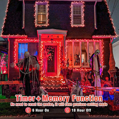 Vivideal 100 LED Red Christmas Lights Outdoor, 33ft Red String Lights 8 Modes Clear Wire, Connectable Waterproof Plug in Led Light for Bedroom Indoor Outdoor Christmas Decorations