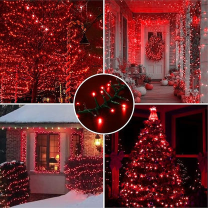 500 LED Red String Lights, 46ft 11 Modes Plug in Twinkle Fairy Lights, Waterproof Connectable Cluster Christmas Lights for Christmas Tree, Valentine's Day, Bedroom & Party Decor