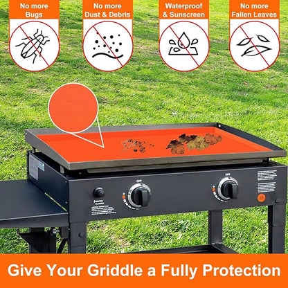 28'' Silicone Griddle Mat for Blackstone, Grade Griddle Cover for Heavy Duty Food, Full Protection from Dirt, Rust, Insects, and Leaves - All Season Use (Orange, 28 inch)