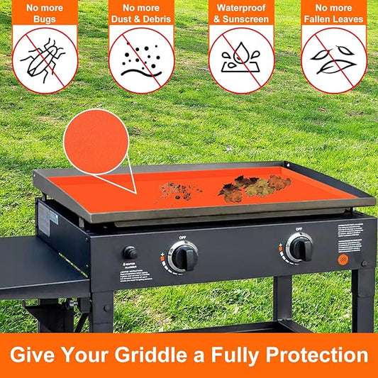 28'' Silicone Griddle Mat for Blackstone, Grade Griddle Cover for Heavy Duty Food, Full Protection from Dirt, Rust, Insects, and Leaves - All Season Use (Orange, 28 inch)