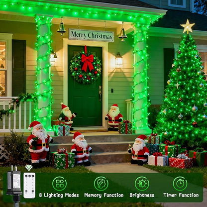 JMEXSUSS 400 LED Green Halloween Lights Outdoor with 8 Modes | 132ft Halloween String Lights Plug in with Remote, Indoor Green Christmas Lights for Tree House Xmas Halloween Decorations
