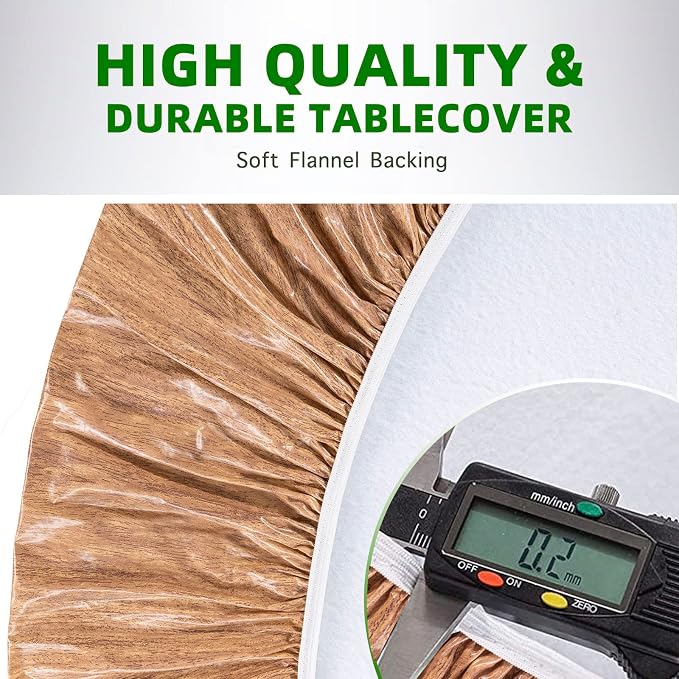 UMINEUX Fitted Rectangle Tablecloth, 30x72 Inch, 1-Pieces, Wood | Fitted for 6 ft Rectangle Tables, Plastic Vinyl Flannel Backed, Elastic Edged, Waterproof & Wipeable, Indoor Patio Use