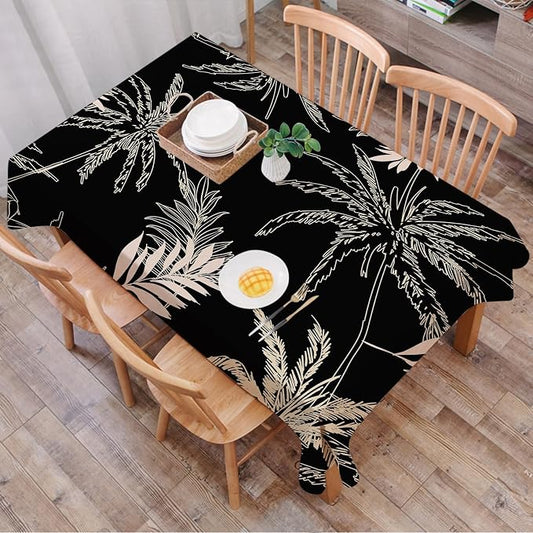 Rectangle Table Cloth,Dark Tropical Jungle Palm Tablecloths Stain Resistance Water Repellent Washable Table Cover Decor for Home Kitchen Dining Party Patio Indoor and Outdoor 60"x 84"