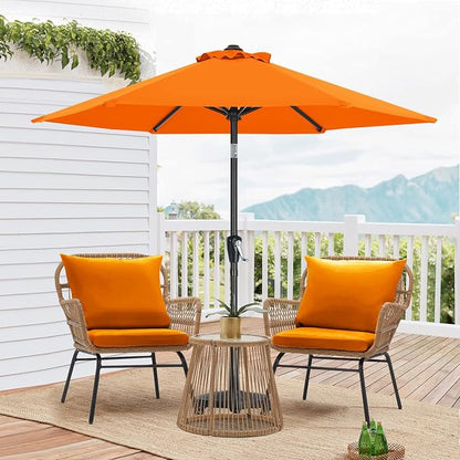 MASTERCANOPY 7.5ft Patio Umbrella with Tilt & Crank, Orange | 6 sturdy ribs;UV/water resistant;Vent;easy setup;for garden/deck/backyard/pool