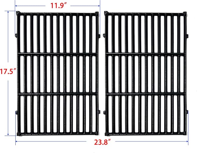 DC130 17.5" 7638 2pk Cast Iron Cooking Grill Grates Replacement for Weber Spirit 300, 310, 320 Series, Spirit 700, Genesis Silver B/C, Genesis Gold B/C, Genesis Platinum B/C Gas Grills