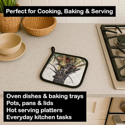 Caroline's Treasures JMK1279PTHD Coconut Tree Top Pair of Pot Holders Kitchen Heat Resistant Pot Holders Sets Oven Hot Pads for Cooking Baking BBQ, 7 1/2 x 7 1/2