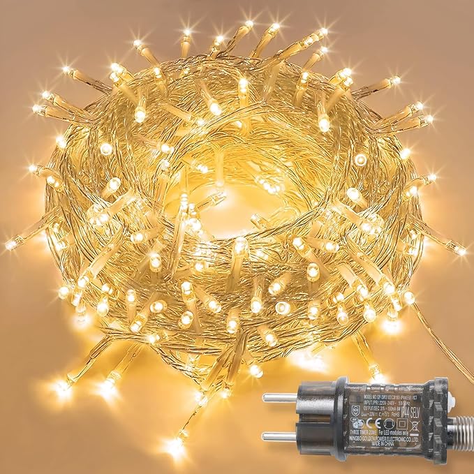 JMEXSUSS 99Ft Christmas Lights for Bedroom, 300 LED String Lights Indoor | Twinkle Lights Outdoor Waterproof Clear Wire, 8 Modes Classroom Lights Plug in for Christmas Tree Bedroom Xmas Decor